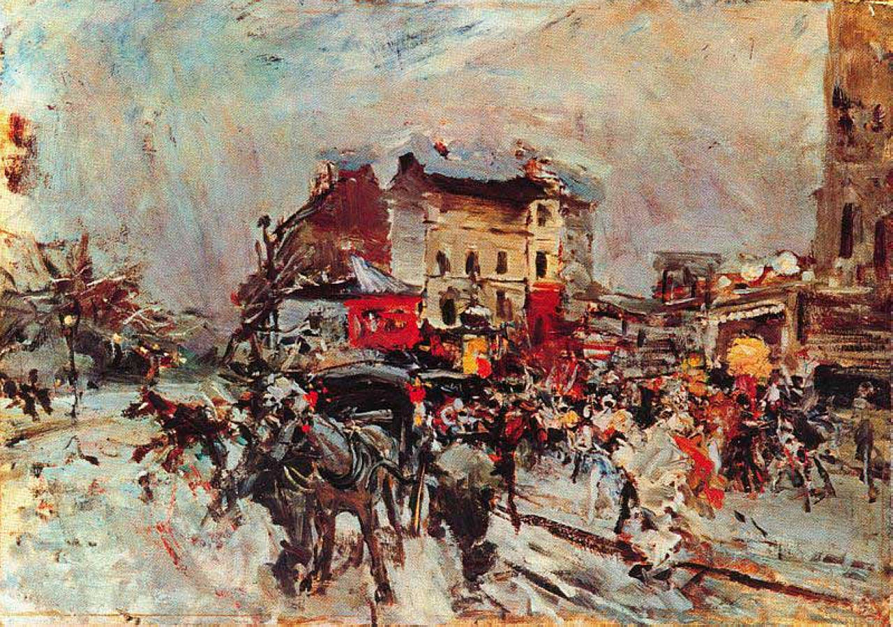 Uscita da un ballo in maschera (1876) - Giovanni Boldini Tablo