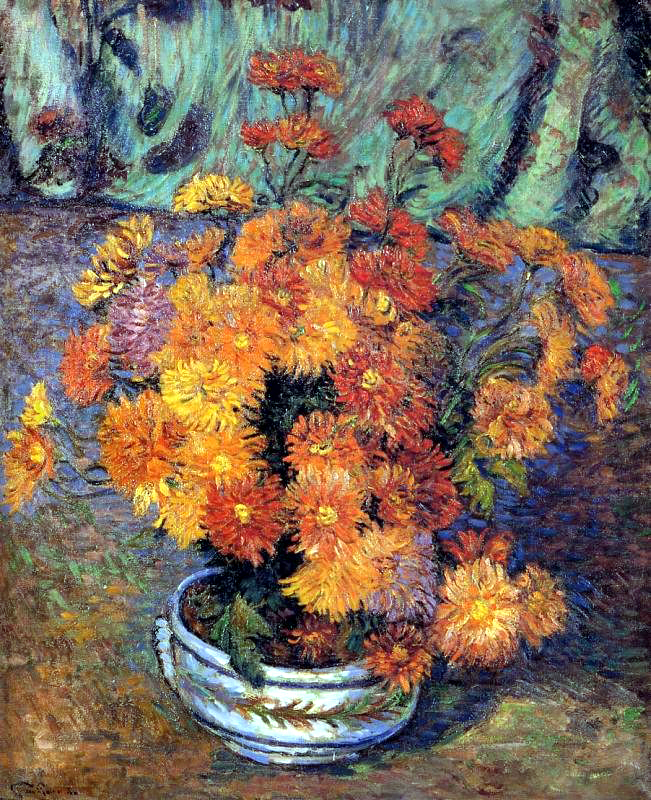 Vase de chrysanthemes (1885) - Armand Guillaumin Tablo