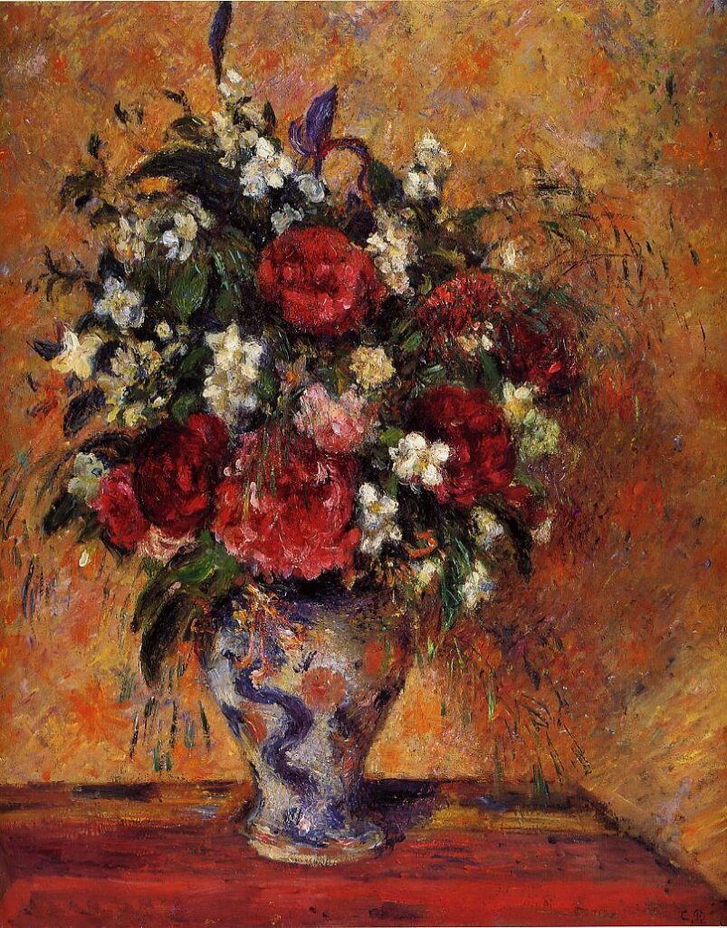 Vase of Flowers (1877) - Camille Pissarro Tablo