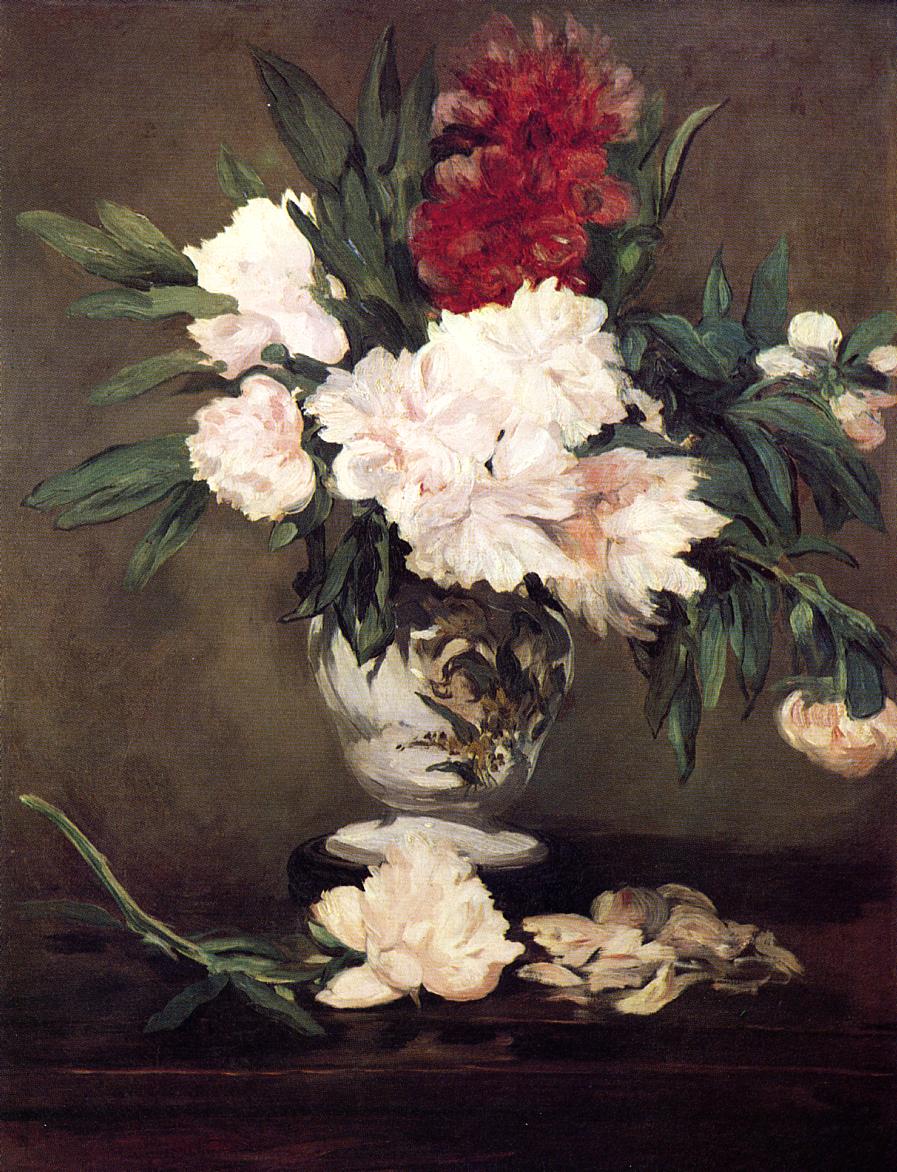 Vase of Peonies on a Small Pedestal (1864) - Edouard Manet Tablo