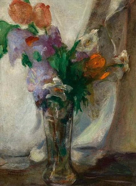 Vase with flowers (1925) - Theophrastos Triantafyllidis Tablo