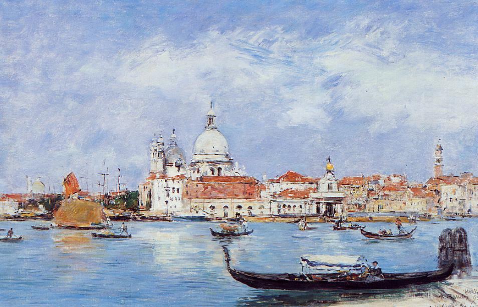 Venice, View from the Grand Canal (1895) - Eugène Boudin Tablo
