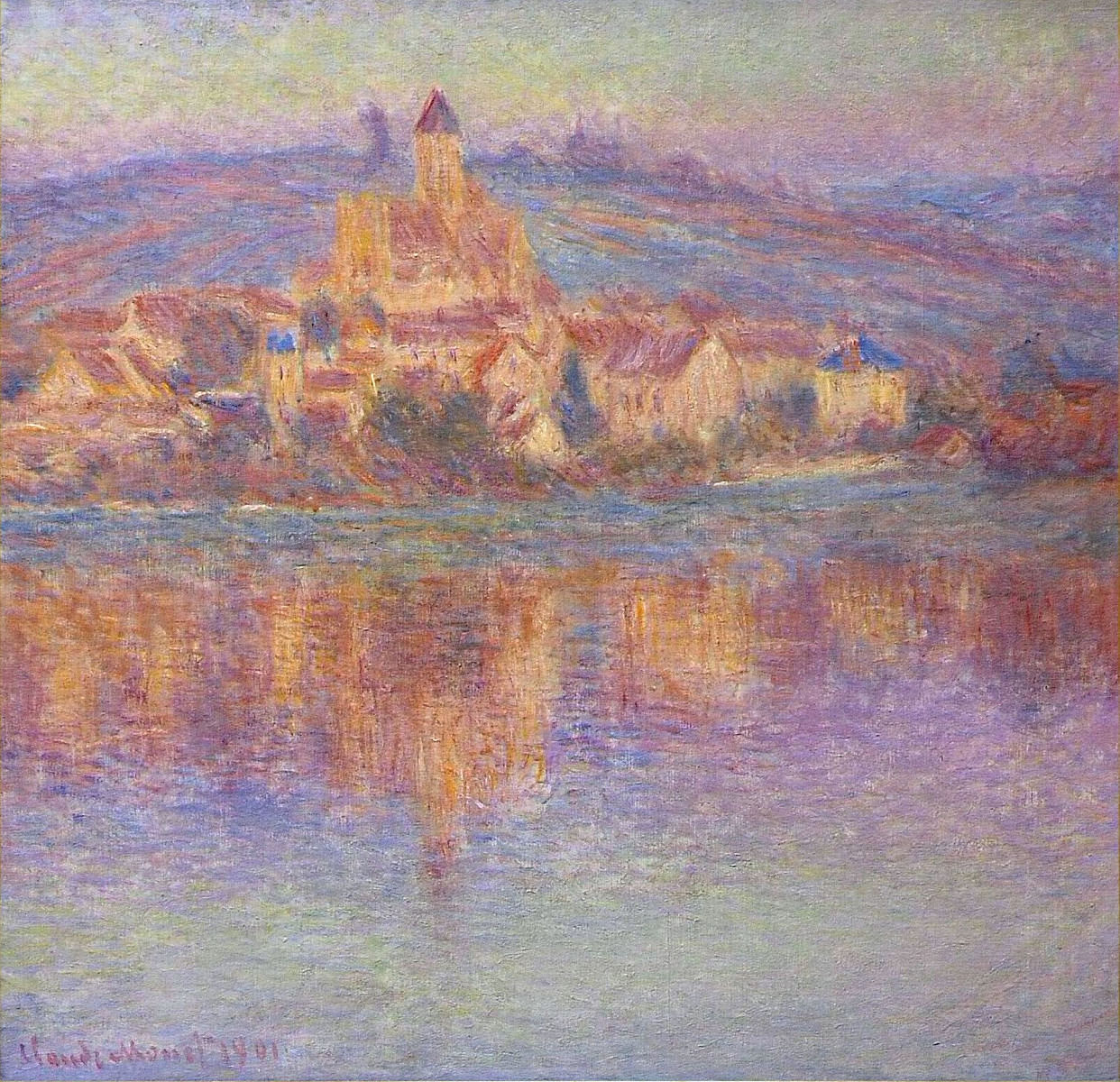 Vetheuil at Sunset (1901) - Claude Monet Tablo
