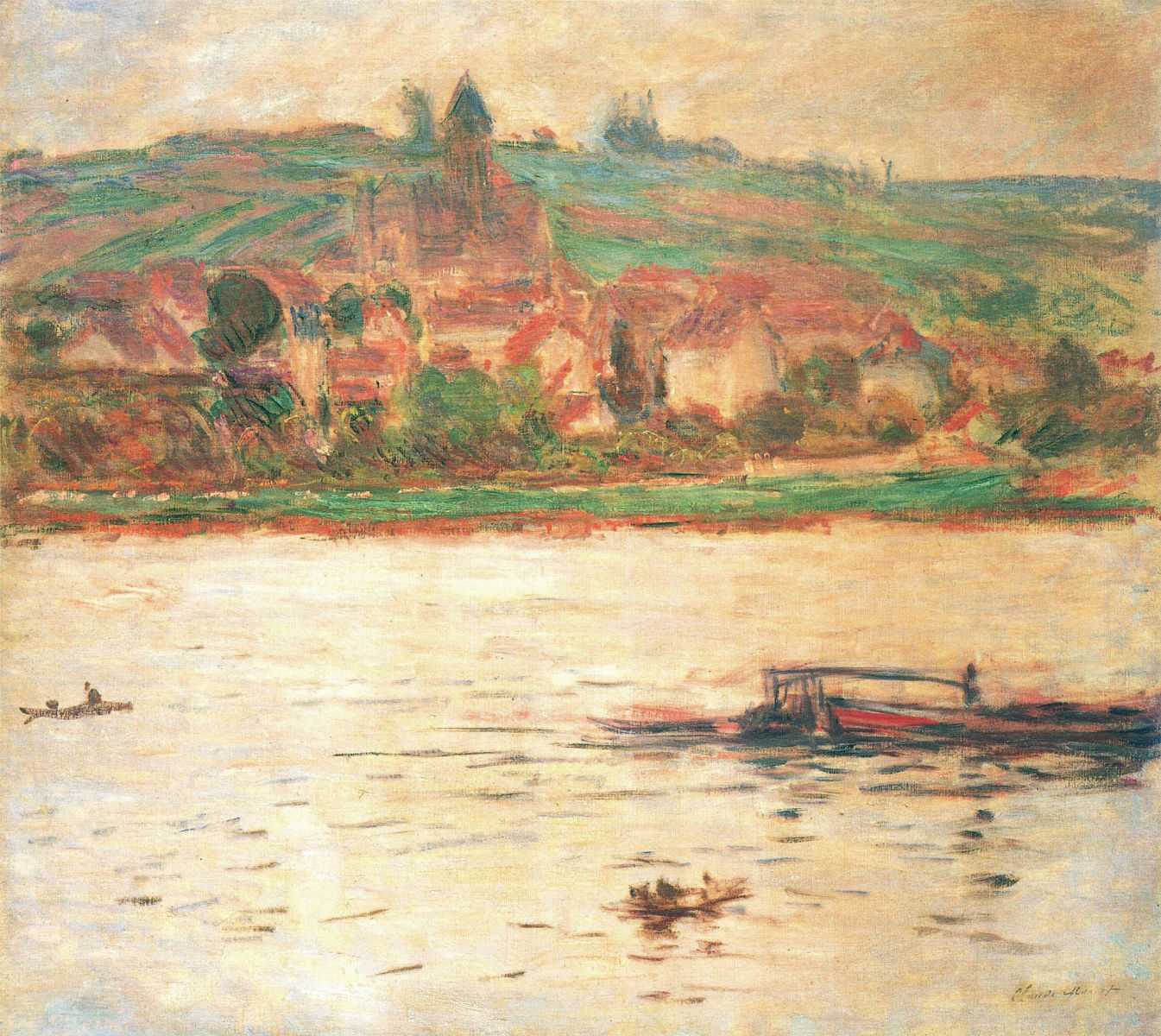 Vetheuil, Barge on the Seine (1901) - Claude Monet Tablo