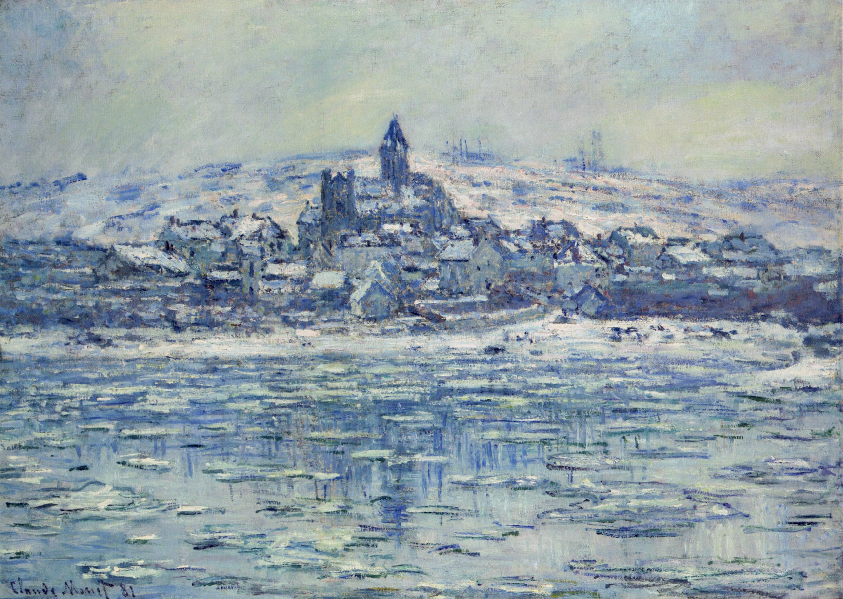 Vetheuil, Ice Floes (1881) - Claude Monet Tablo