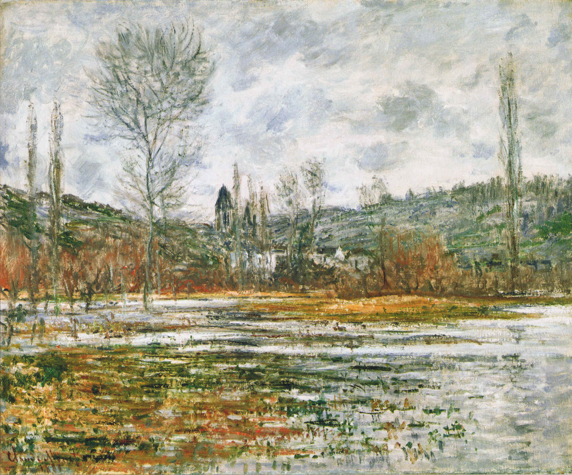 Vetheuil, Prairie Inondee (1881) - Claude Monet Tablo