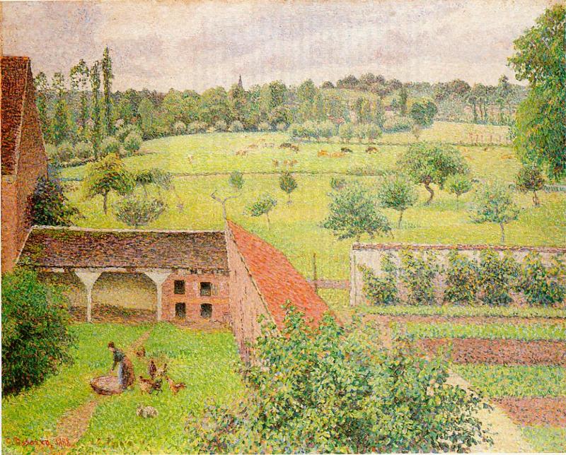 View Through a Window, Eragny (1886) - Camille Pissarro Tablo