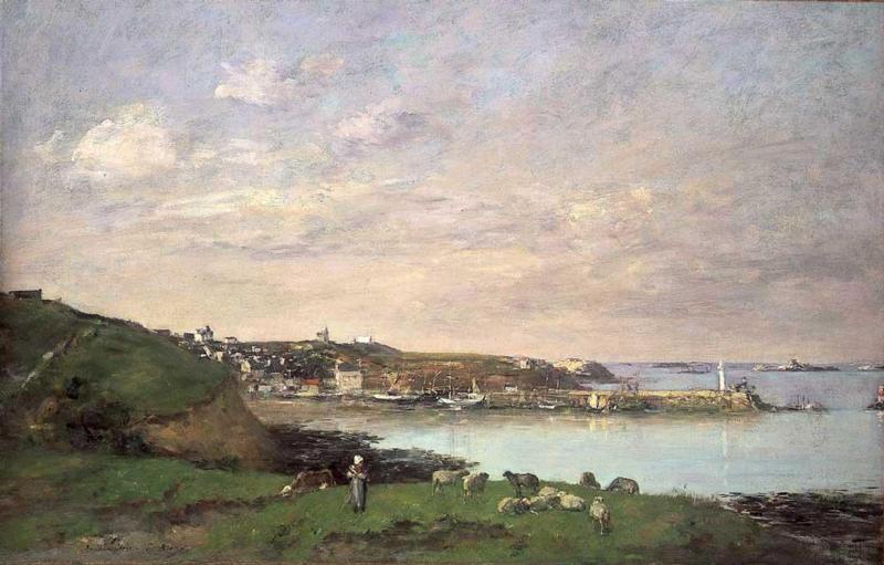 View at Saint Quay Portriaux (1872) - Eugène Boudin Tablo