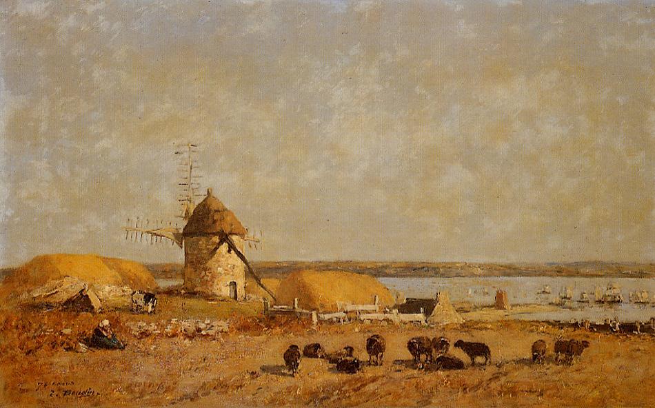 View from the Camaret Heights (1873) - Eugène Boudin Tablo