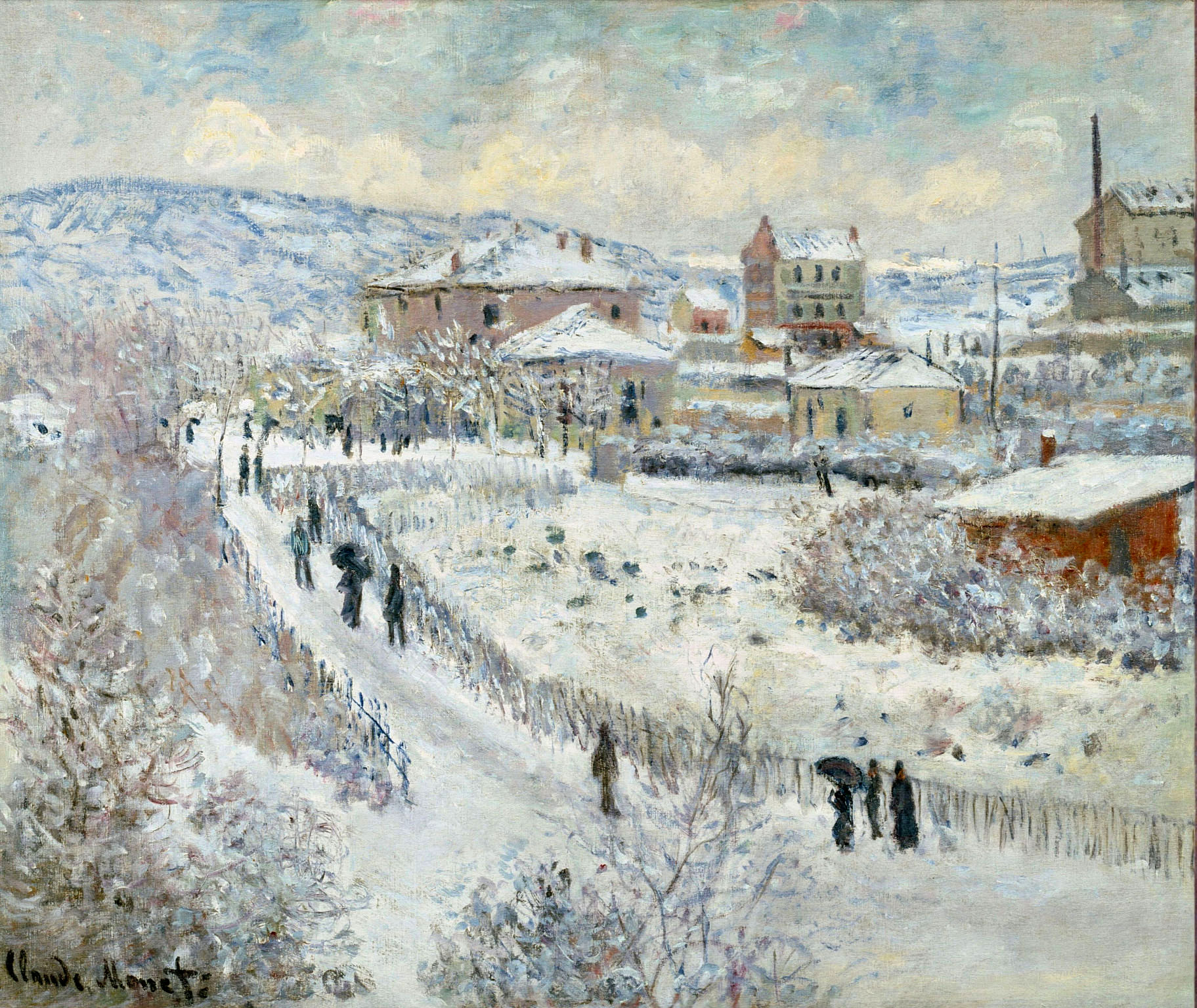 View of Argenteuil in the Snow (1875) - Claude Monet Tablo
