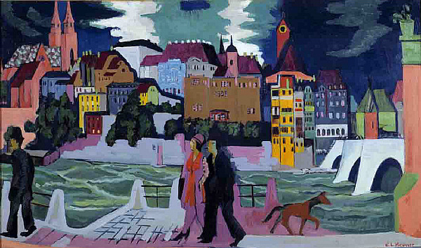 View of Basel and the Rhine (1927) - Ernst Ludwig Kirchner Tablo