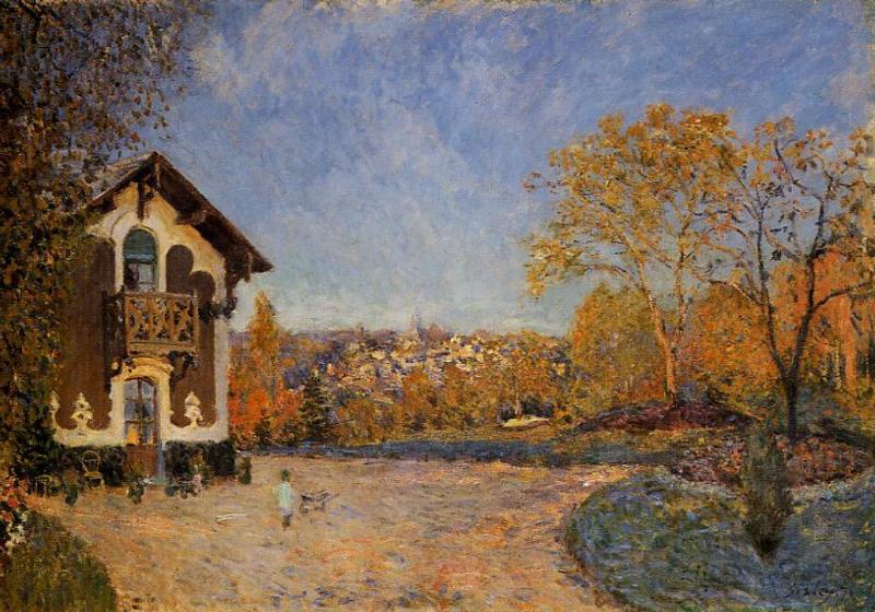 View of Marly le Roi from House at Coeur Colant (1876) - Alfred Sisley Tablo