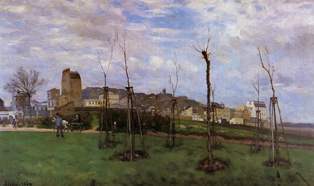 View of Montmartre from the Cite des Fleurs (1869) - Alfred Sisley Tablo