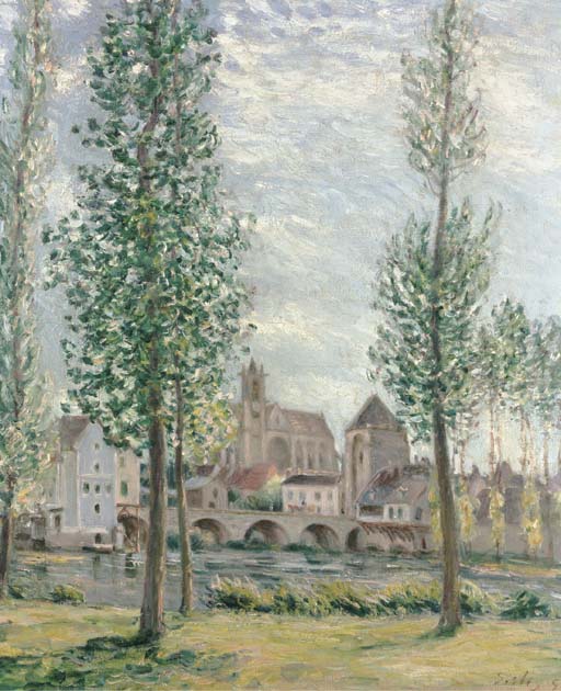 View of Moret sur Loing through the Trees (1892) - Alfred Sisley Tablo