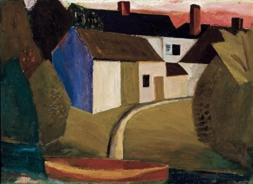 View of a village with a boat (1923) - Gustave De Smet Tablo
