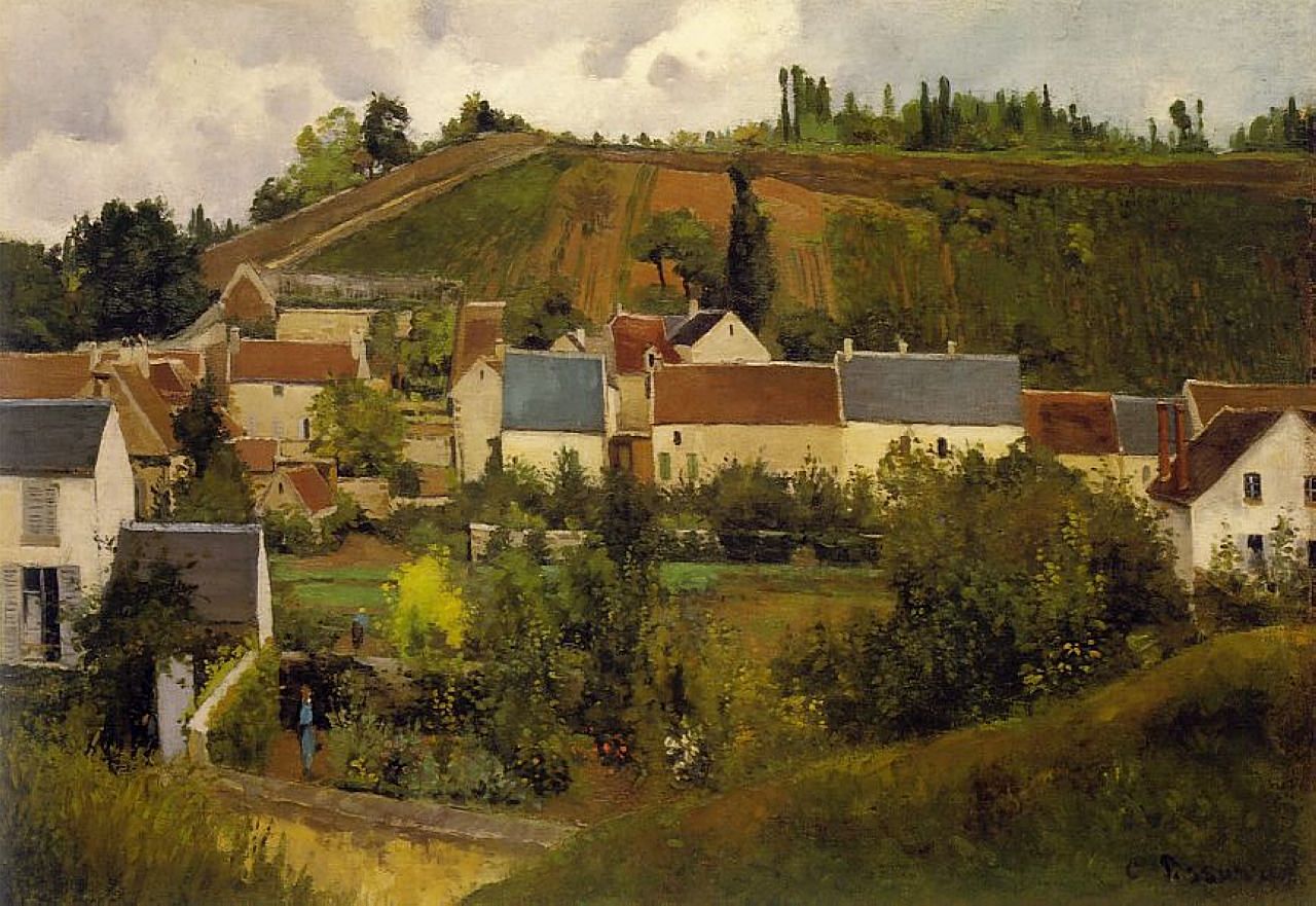 View of l'Hermitage, Jallais Hills, Pontoise (1867) - Camille Pissarro Tablo
