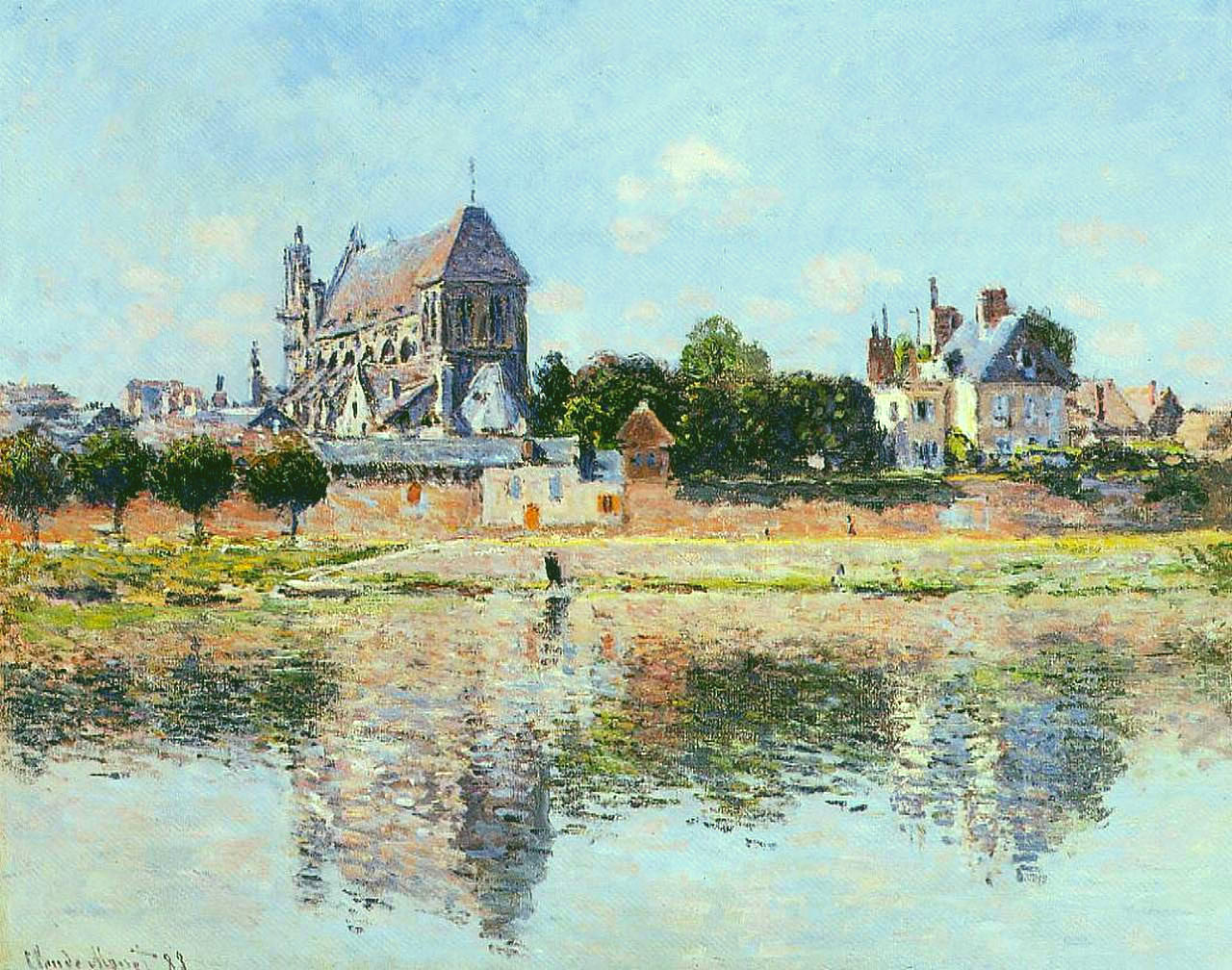 View of the Church at Vernon (1883) - Claude Monet Tablo
