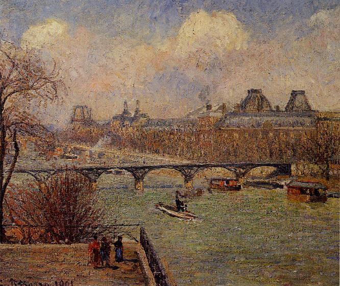 View of the Seine from the Raised Terrace of the Pont Neuf (1901) - Camille Pissarro Tablo