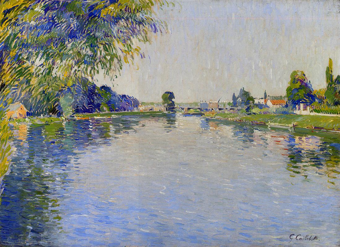 View of the Seine in the Direction of the Pont de Bezons (1892) - Gustave Caillebotte Tablo