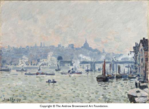 View of the Thames Charing Cross Bridge (1874) - Alfred Sisley Tablo