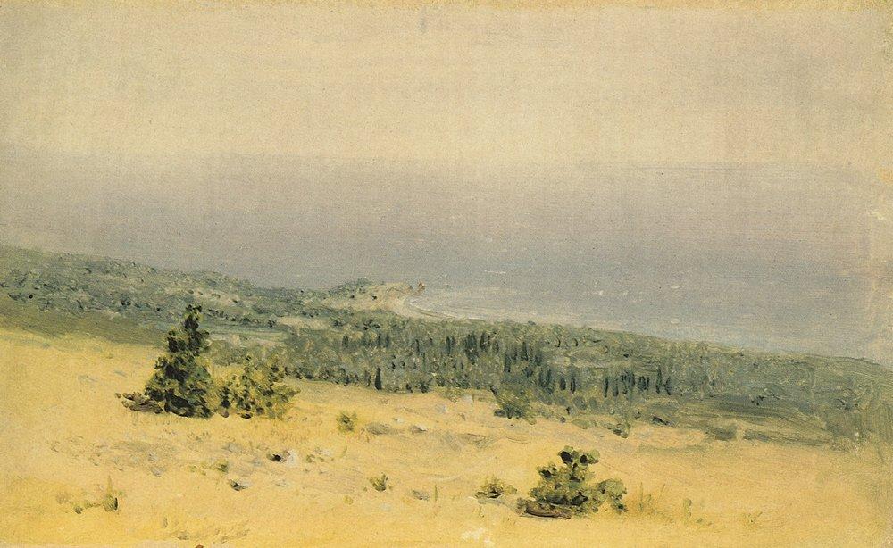 View of the beach and sea from the mountains. Crimea (1880) - Arkhip Kuindzhi Tablo