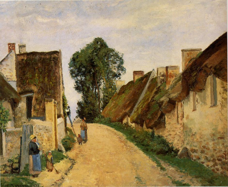 Village Street, Auvers sur Oise (1873) - Camille Pissarro Tablo