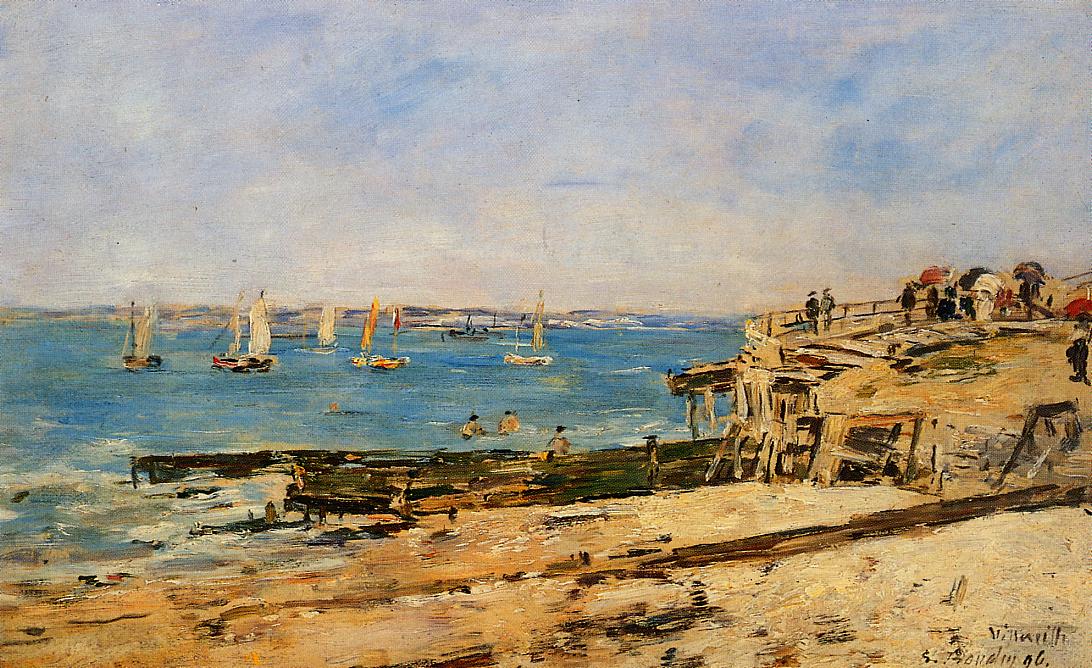 Villerville, the Shore (1896) - Eugène Boudin Tablo