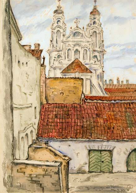Vilnius. St. Catherine's Church. (1906) - Mstislav Dobuzhinsky Tablo