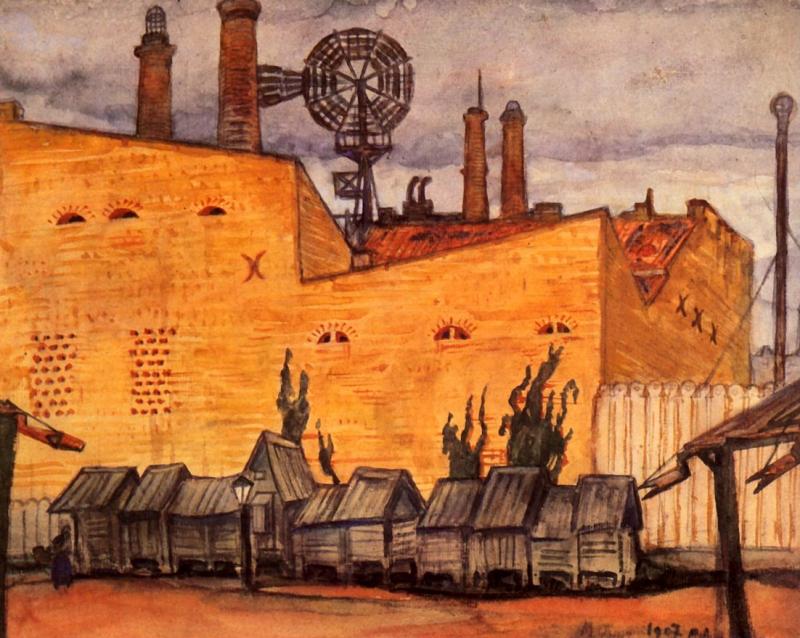 Vilno. Market near the wall. (1907) - Mstislav Dobuzhinsky Tablo
