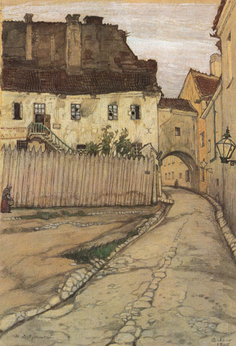 Vilno. Street. (1906) - Mstislav Dobuzhinsky Tablo