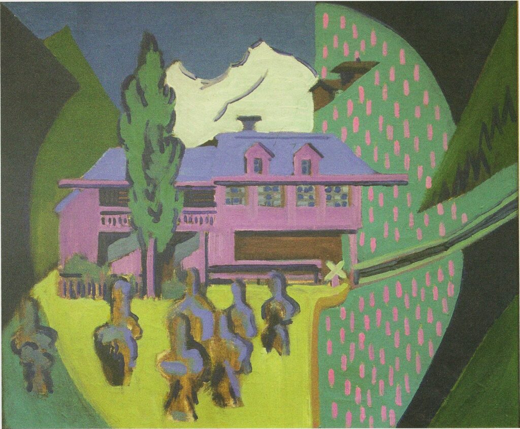 Violet House in Front of a Snowy Mountain (1938) - Ernst Ludwig Kirchner Tablo