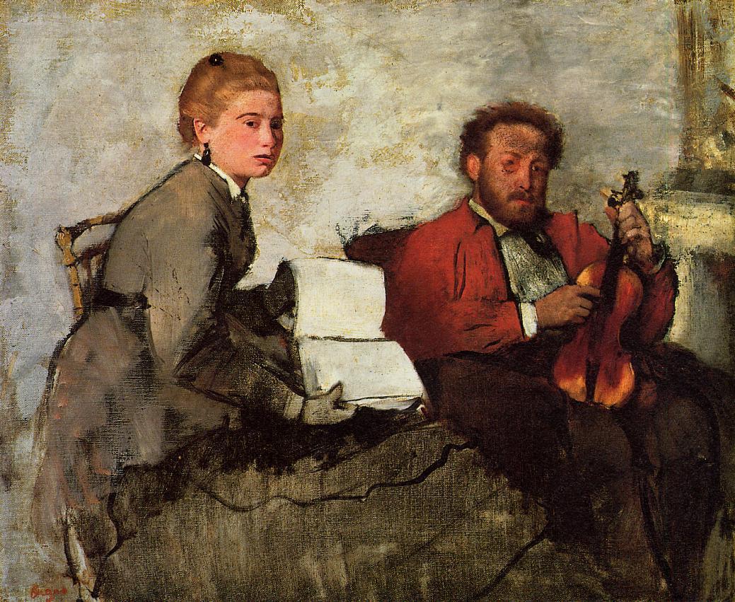 Violinist and Young Woman (1872) - Edgar Degas Tablo