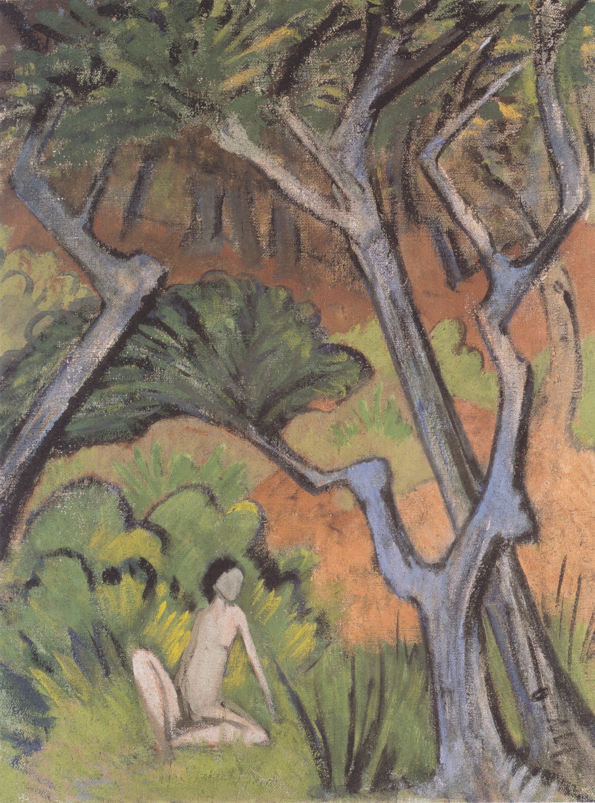 Waldlandschaft Mit Akt (1924) - Otto Mueller Tablo