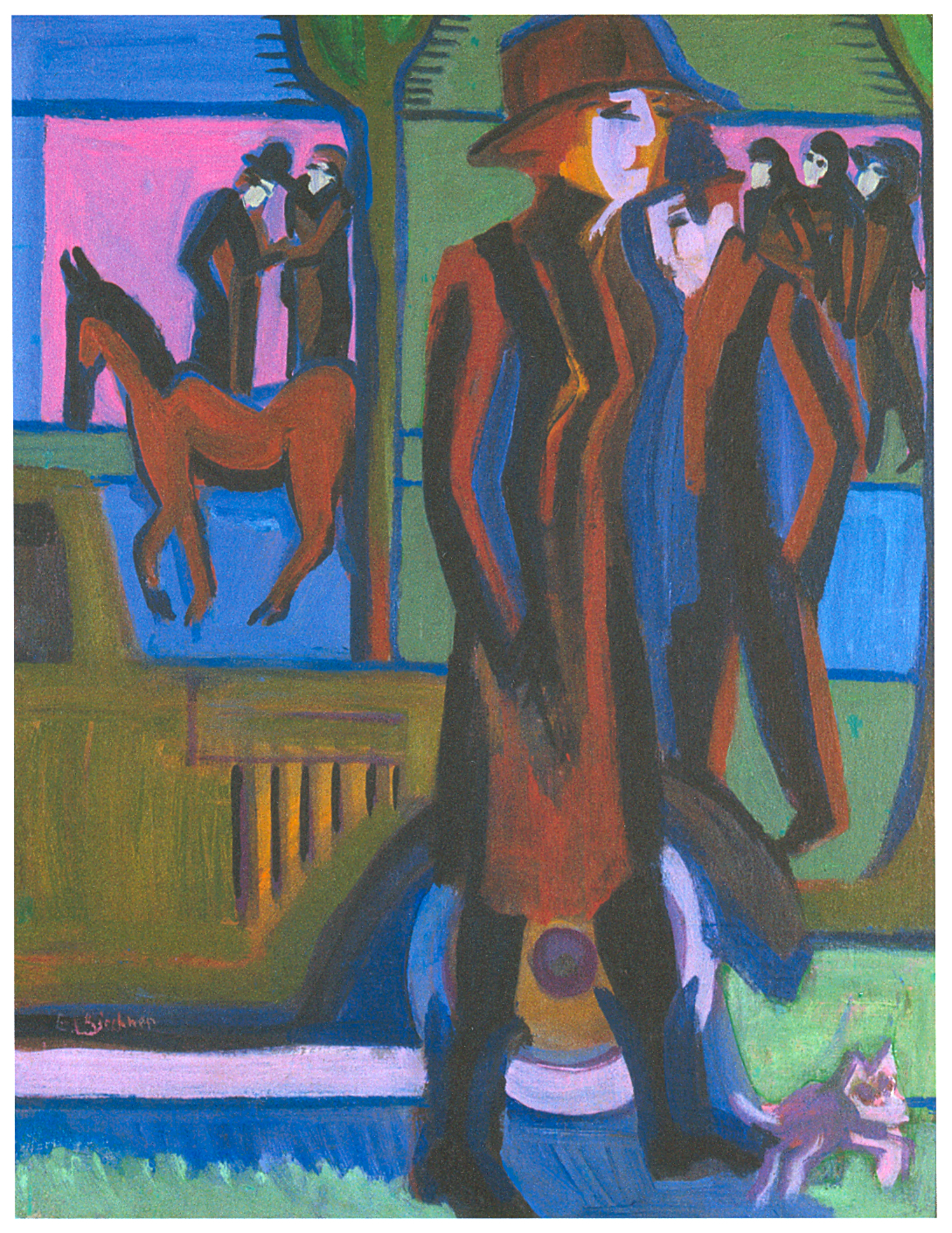 Walking Woman with Dog (1926) - Ernst Ludwig Kirchner Tablo