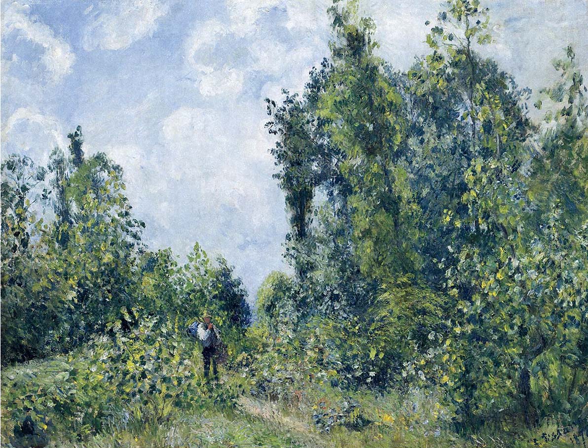 Wanderer near the Wood (1887) - Camille Pissarro Tablo