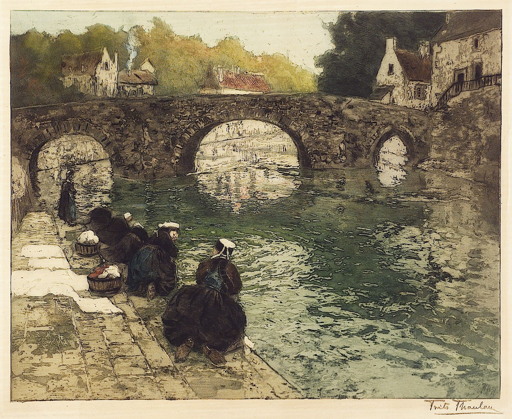 Washerwomen at Quimperle (1902) - Frits Thaulow Tablo