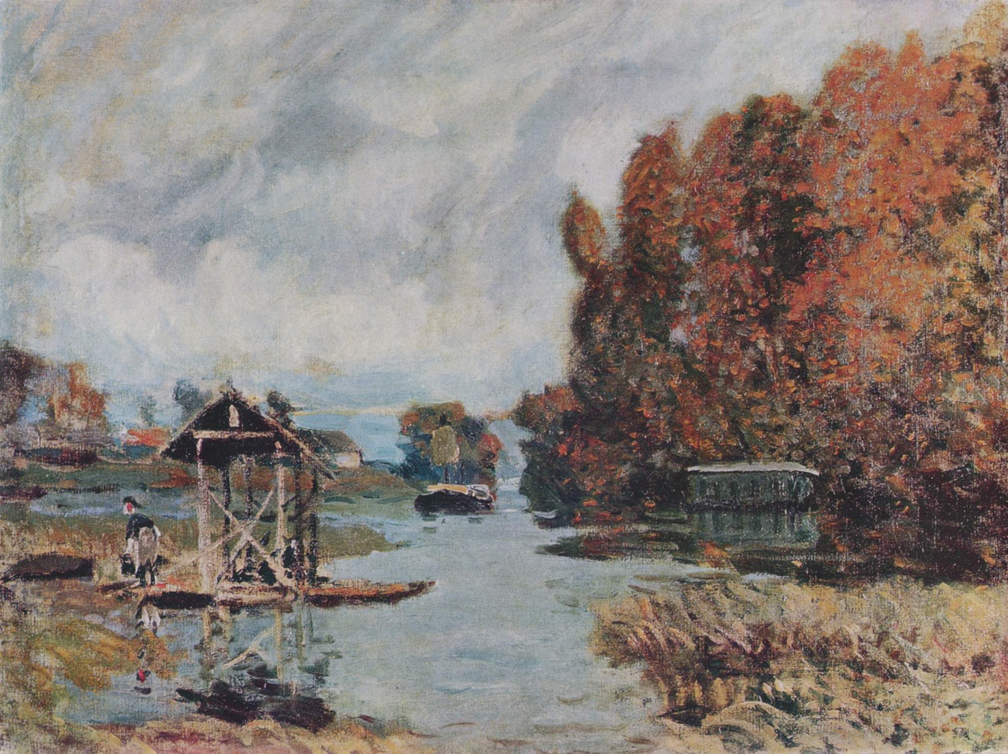 Washerwomen of Bougival (1875) - Alfred Sisley Tablo