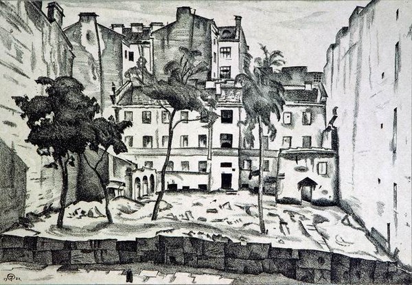 Wasteland on Vasilievsky Island (1922) - Mstislav Dobuzhinsky Tablo