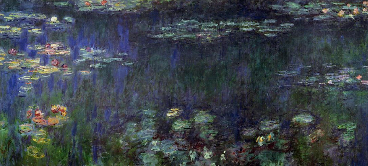 Water Lilies, Green Reflection (left half) (1920) - Claude Monet Tablo