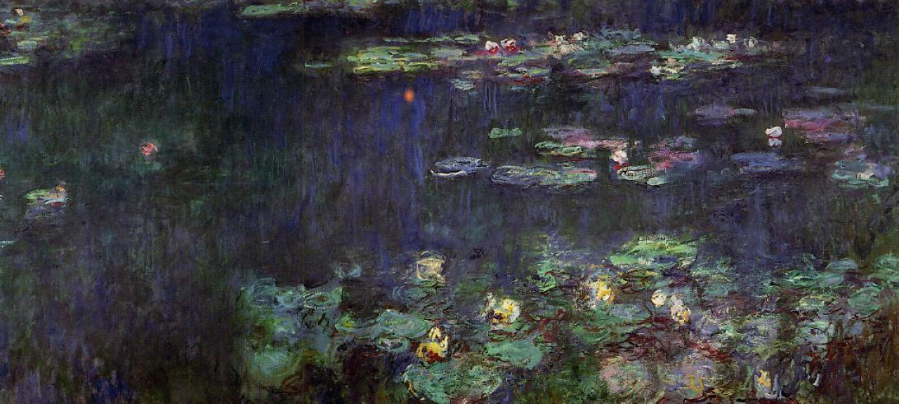 Water Lilies, Green Reflection (right half) (1920) - Claude Monet Tablo