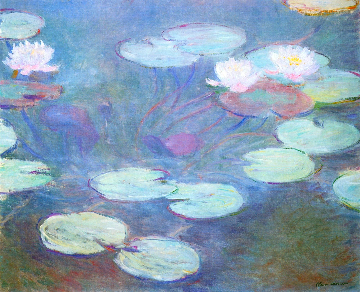 Water Lilies, Pink (1897) - Claude Monet Tablo