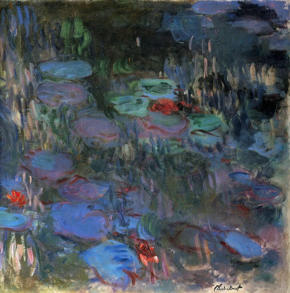 Water Lilies, Reflections of Weeping Willows (right half) (1916) - Claude Monet Tablo