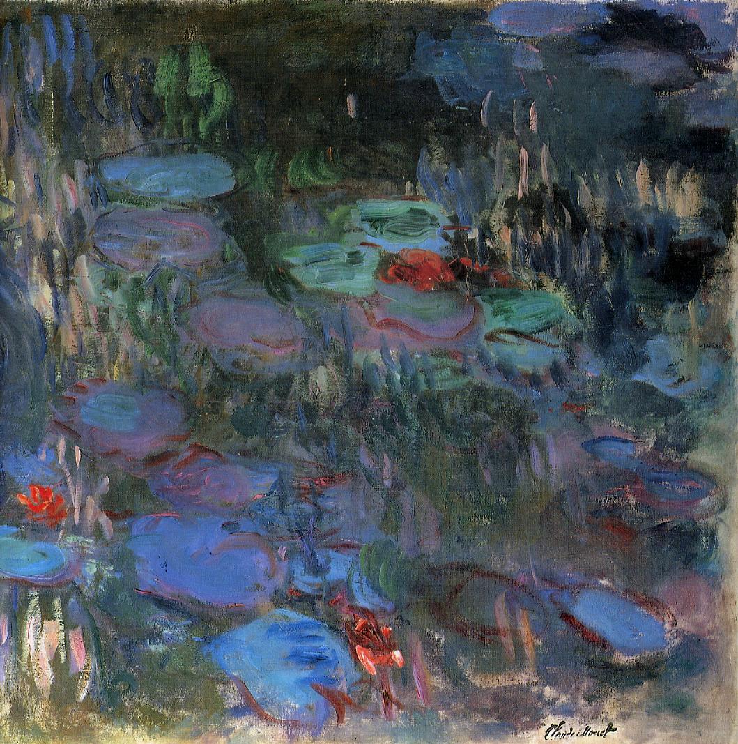 Water Lilies, Reflections of Weeping Willows (right half) (1916) - Claude Monet Tablo