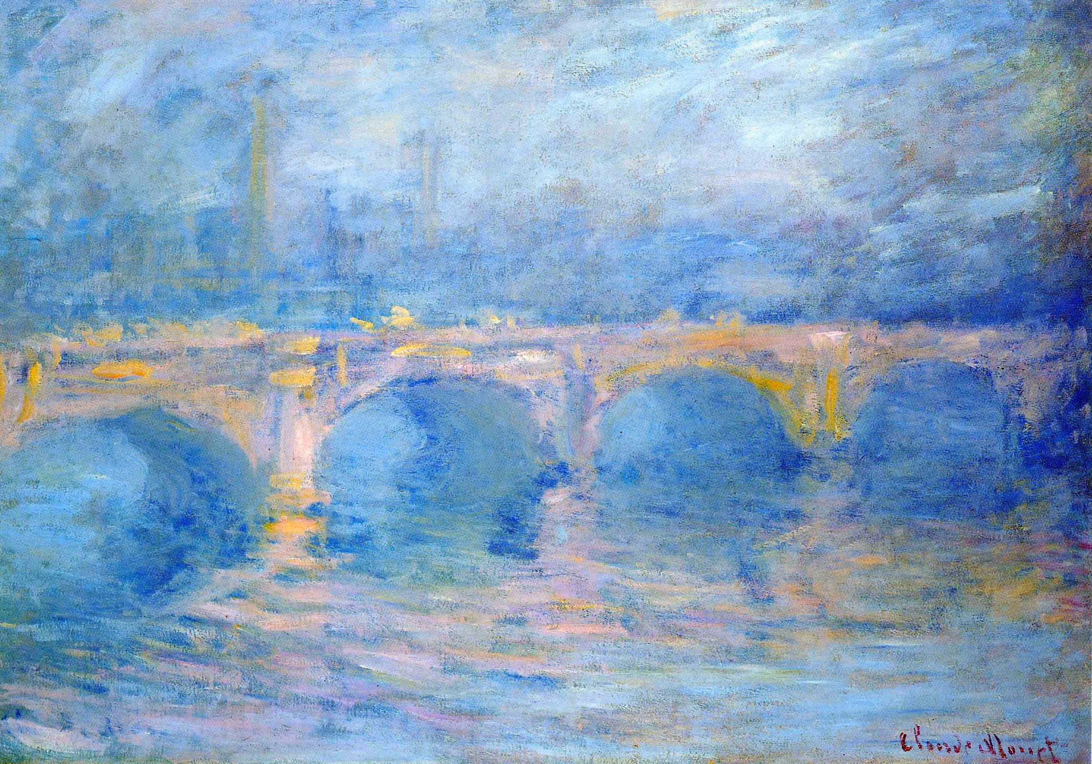 Waterloo Bridge at Sunset, Pink Effect (1903) - Claude Monet Tablo