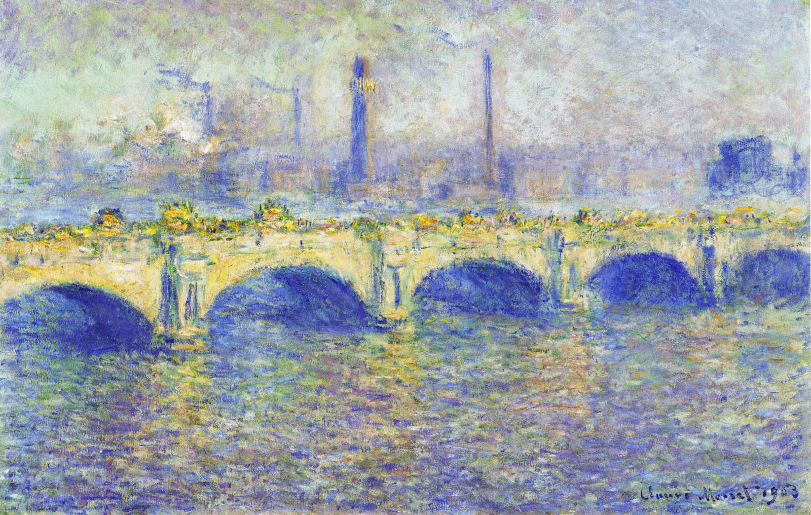 Waterloo Bridge, Effect of the Sun (1903) - Claude Monet Tablo