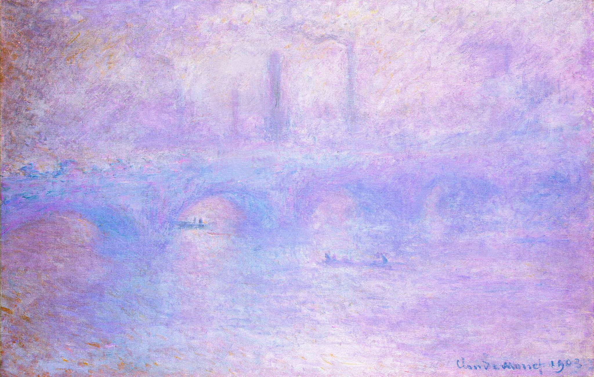 Waterloo Bridge, Fog (1903) - Claude Monet Tablo