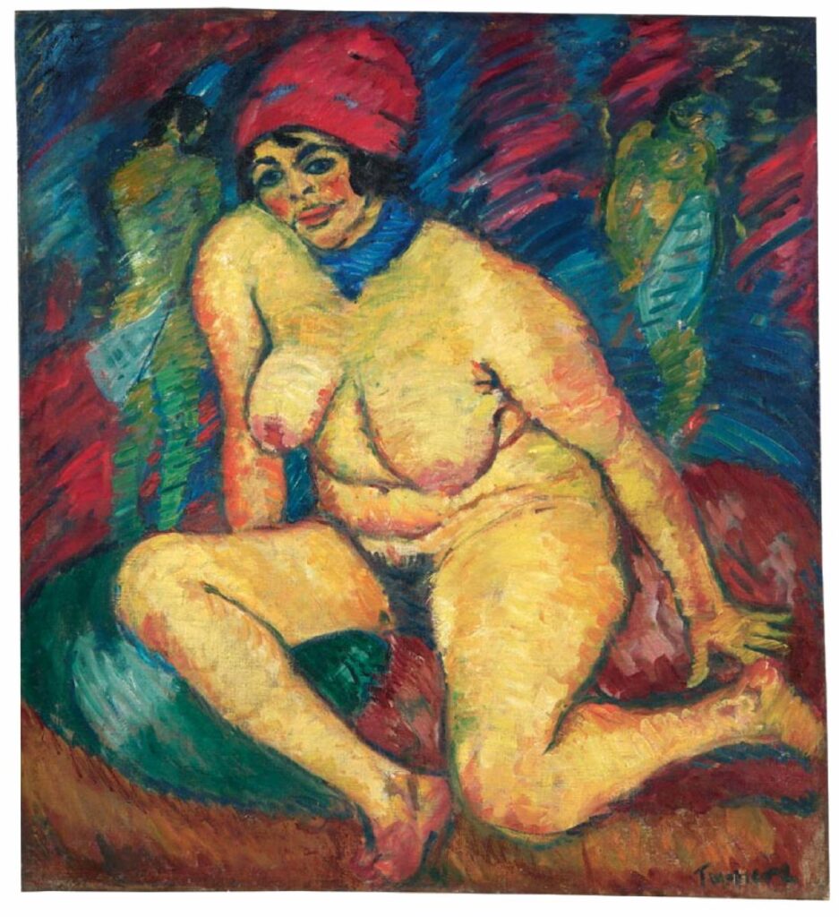 Weib (Kauernde Mit Rotem Turban) - Georg Tappert Tablo