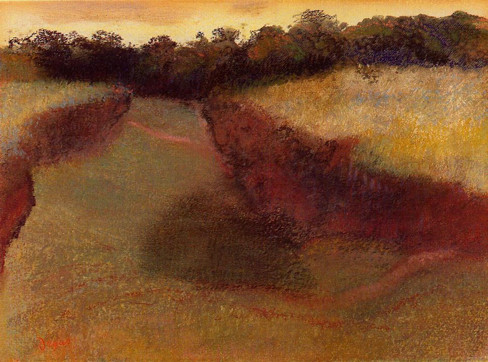 Wheatfield and Line of Trees (1890) - Edgar Degas Tablo