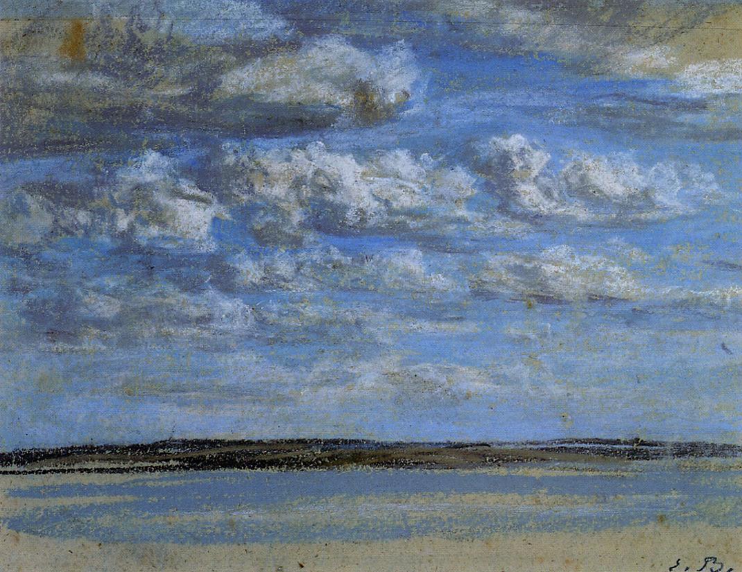 White Clouds, Blue Sky (1859) - Eugène Boudin Tablo