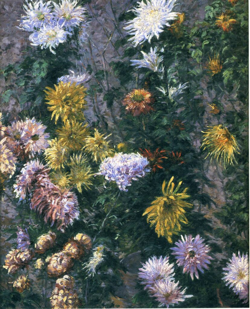 White and Yellow Chrysanthemums (1893) - Gustave Caillebotte Tablo